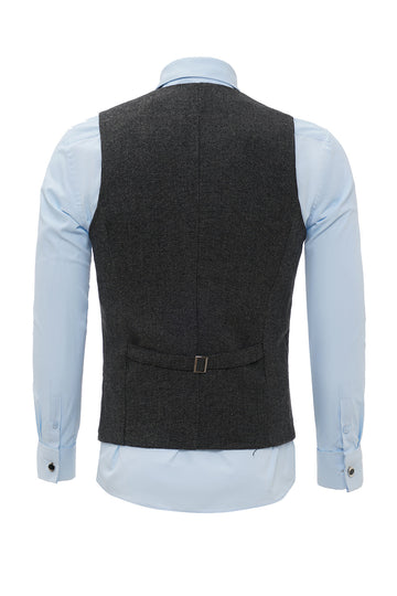 Chaleco de traje para hombre negro único pecho